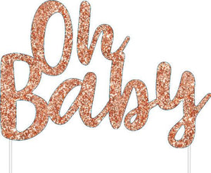 Rose Gold 'Oh Baby' Cake Topper