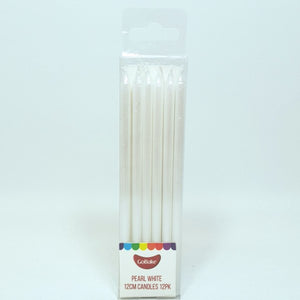 Long Candles pkt of 12 - Pearl White
