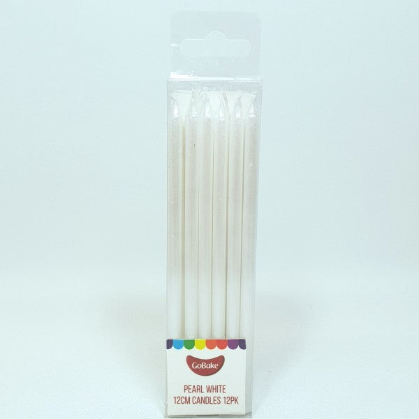 Long Candles pkt of 12 - Pearl White