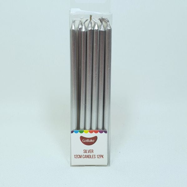 Long Candles pkt of 12 - Silver